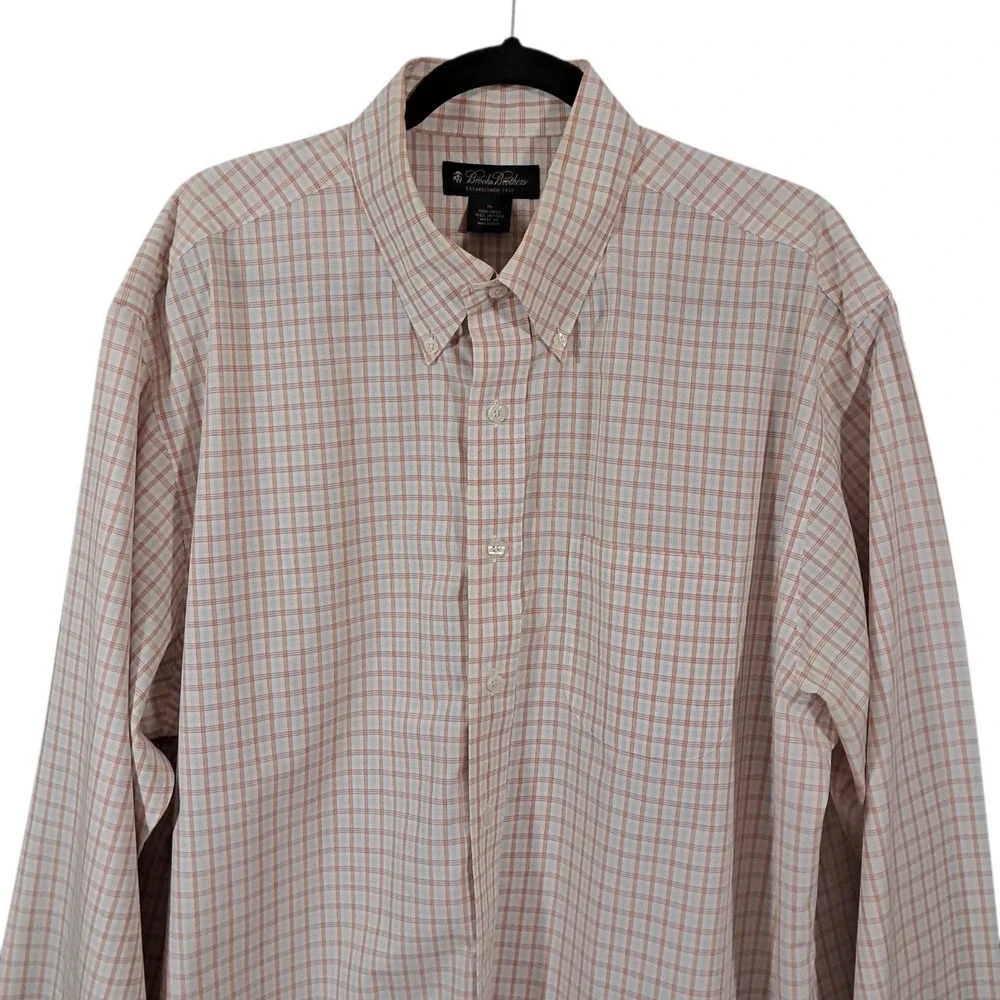 Brooks Brohers‎ Lot 2 Mens XL Multi Plaid Blue Orange Check Long Sleeve Shirts